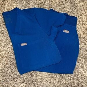 Figs Vibrant Blue Scrub Top AND bottom set.